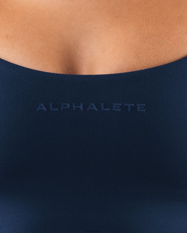 Clothing IE Alphalete Women Aura Strappy Longline Bra Ink Blue 2L440037