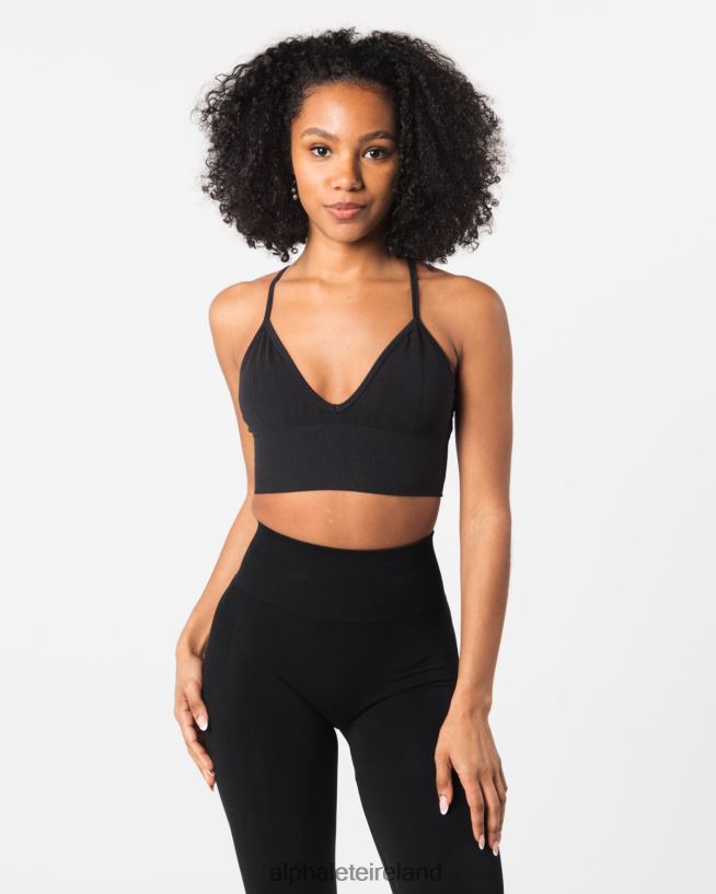 Clothing IE Alphalete Women Seamless Ribbed Bra Black 2L440070