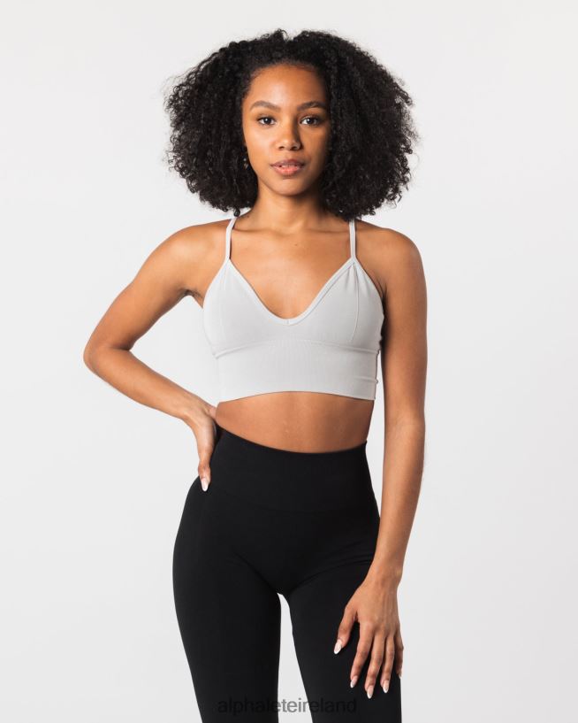 Clothing IE Alphalete Women Seamless Ribbed Bra Oyster Grey 2L440068