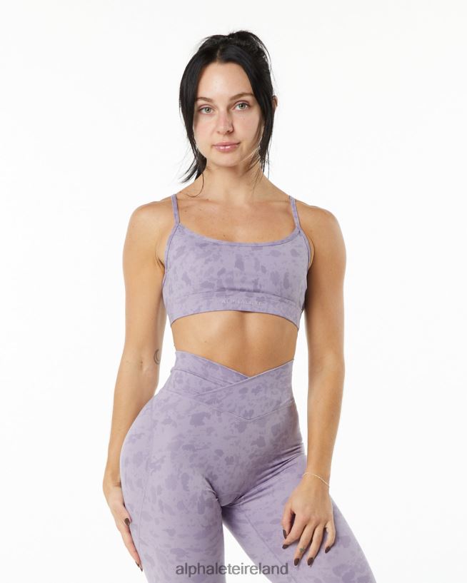 Clothing IE Alphalete Women Surface Limitless Bra Pebble Print Misty Lilac Purple 2L4400150