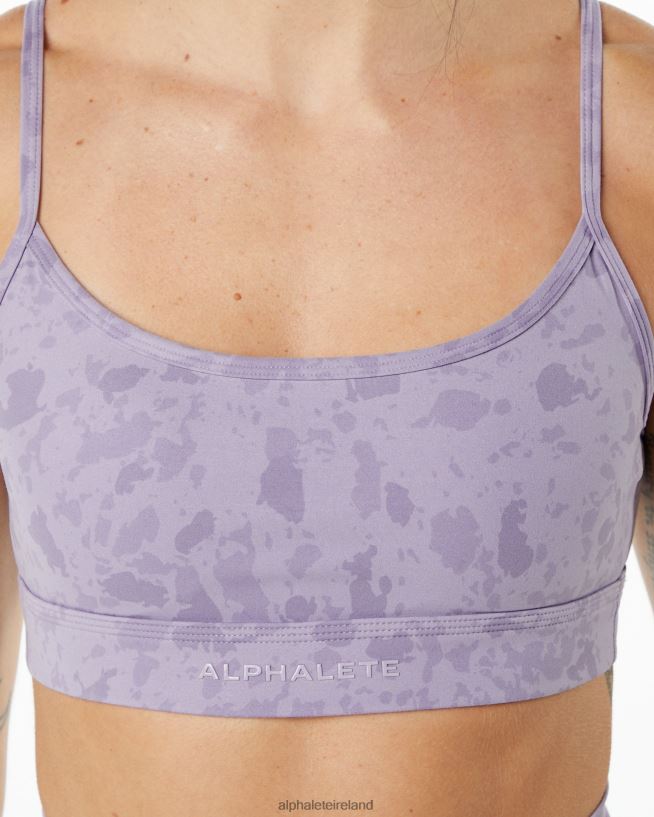Clothing IE Alphalete Women Surface Limitless Bra Pebble Print Misty Lilac Purple 2L4400150