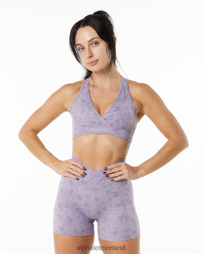 Clothing IE Alphalete Women Surface Wrap Bra Pebble Print Misty Lilac Purple 2L4400156