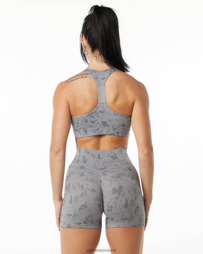 Clothing IE Alphalete Women Surface Wrap Bra Pebble Print Stone Grey 2L4400154