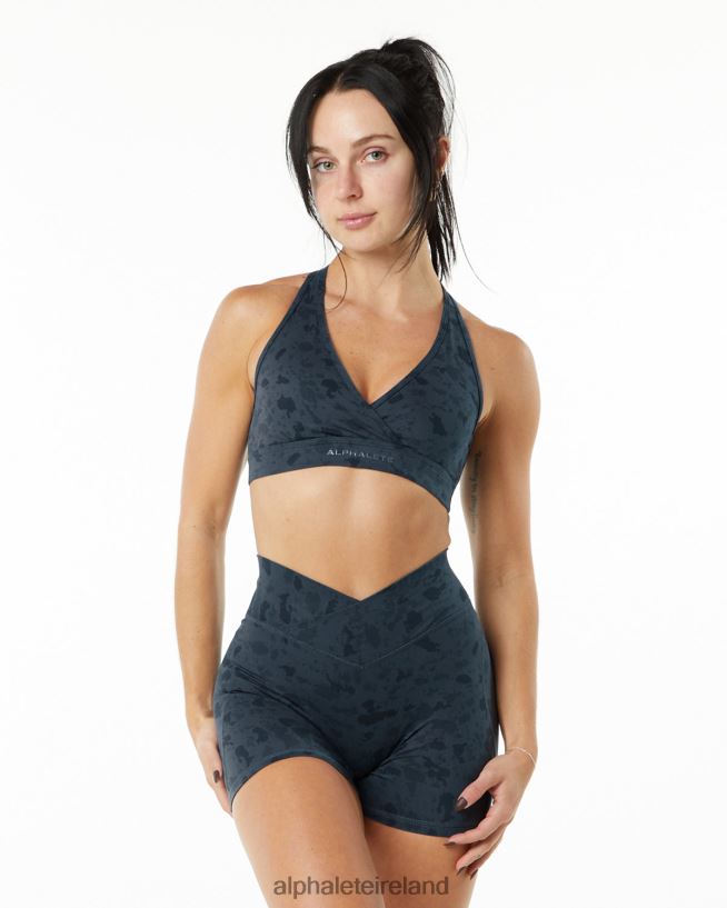 Clothing IE Alphalete Women Surface Wrap Bra Pebble Print Whale Blue 2L4400157