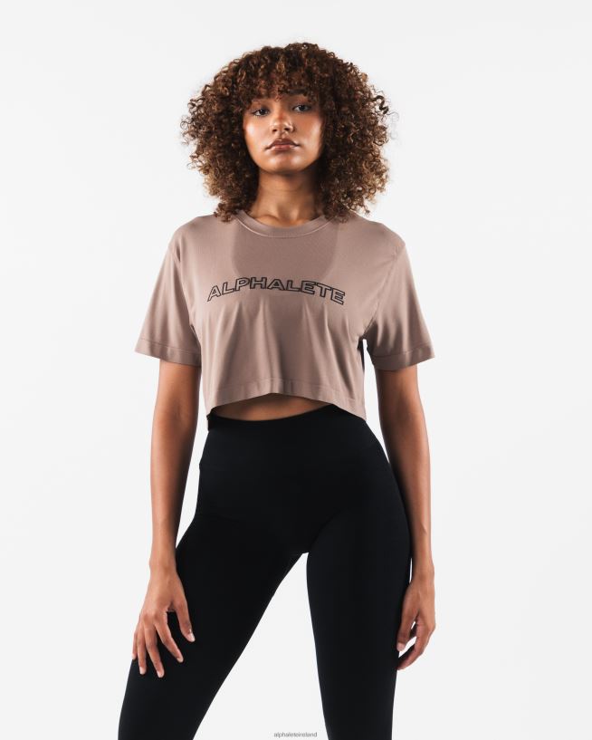 Clothing IE Alphalete Women Core Airtech SS Crop Creamy Beige Brown 2L4400207