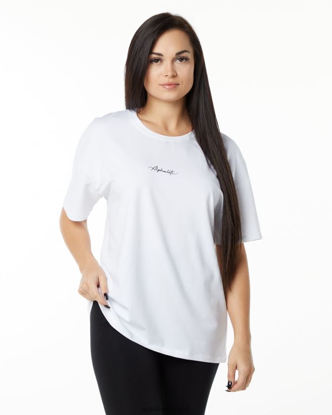 Clothing IE Alphalete Women Signature Oversized Tee White Black 2L4400233