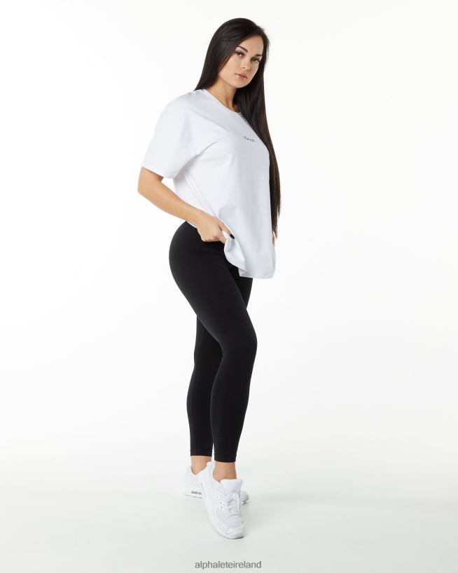 Clothing IE Alphalete Women Signature Oversized Tee White Black 2L4400233
