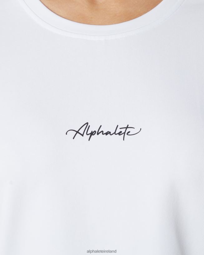 Clothing IE Alphalete Women Signature Oversized Tee White Black 2L4400233