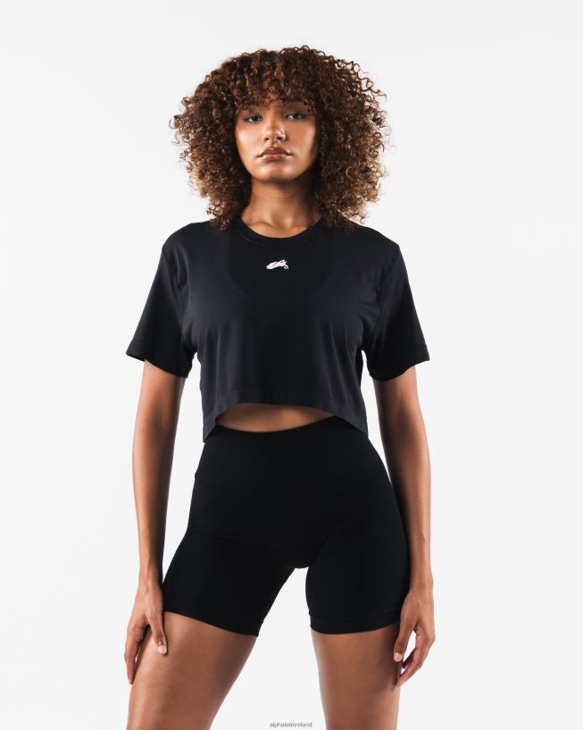 Clothing IE Alphalete Women Wolf Head Airtech SS Crop Black 2L4400211