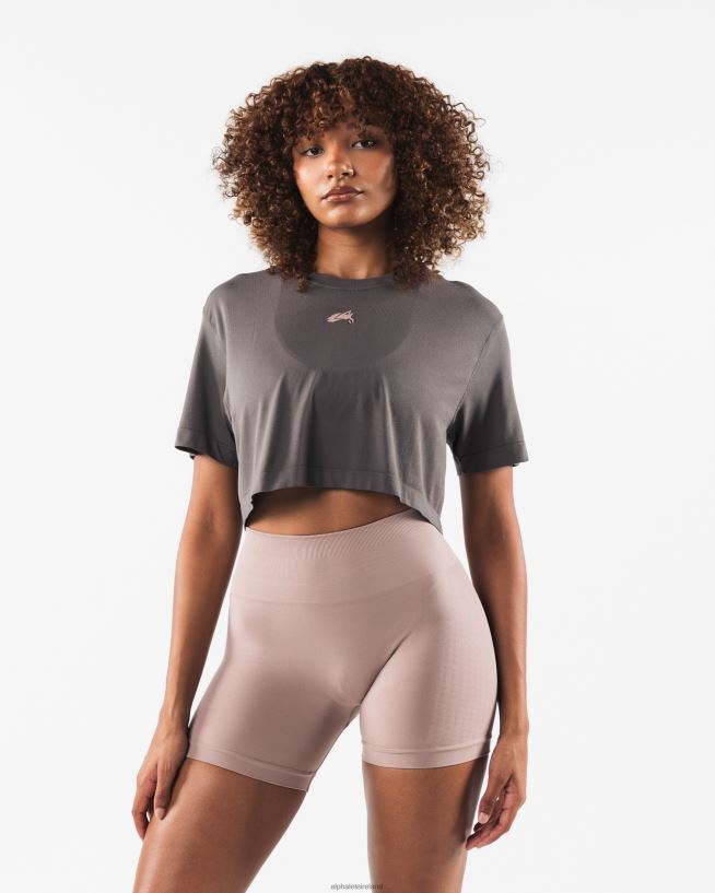 Clothing IE Alphalete Women Wolf Head Airtech SS Crop Dusty Concrete Grey 2L4400208
