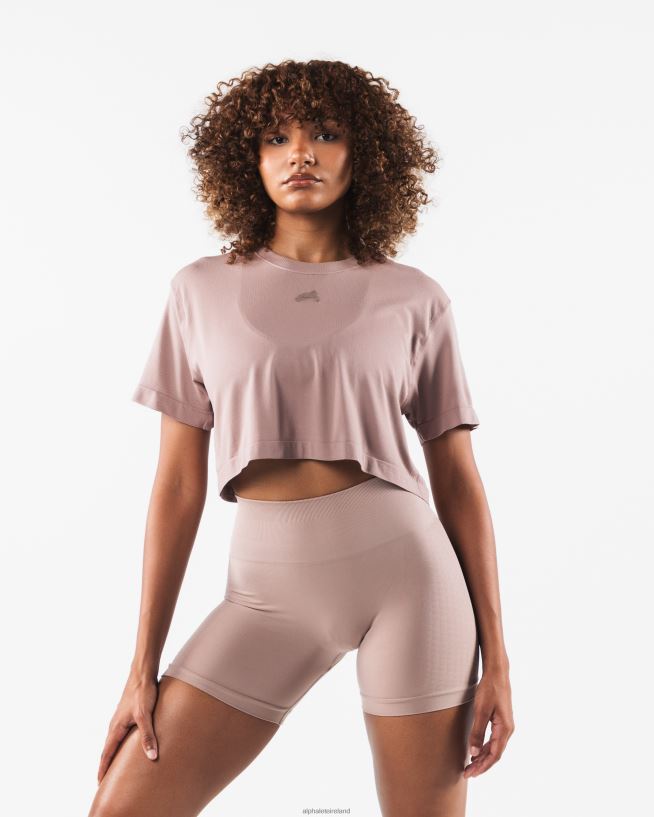 Clothing IE Alphalete Women Wolf Head Airtech SS Crop Porcelain Brown 2L4400206