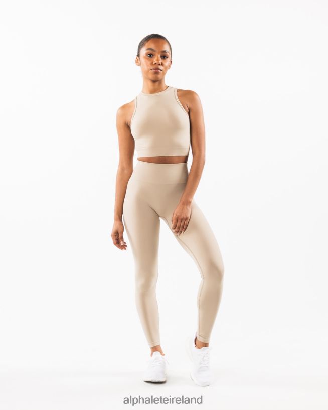 Clothing IE Alphalete Women Stratus Crop Tank Linen Brown 2L4400172