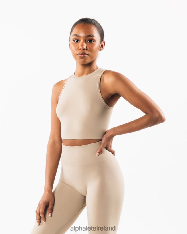 Clothing IE Alphalete Women Stratus Crop Tank Linen Brown 2L4400172