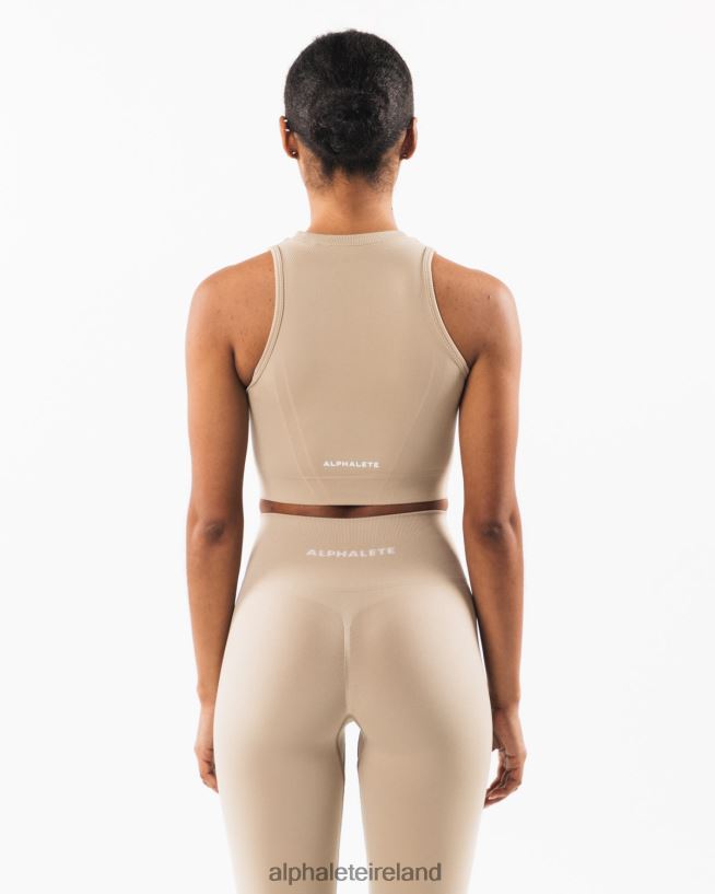 Clothing IE Alphalete Women Stratus Crop Tank Linen Brown 2L4400172