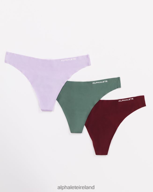Clothing IE Alphalete Women Seamless Thong 3pk Lilac/Sangria/Jade Green 2L4400466