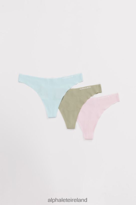 Clothing IE Alphalete Women Seamless Thong 3pk Powder Blue/Leaf Green/Pastel Pink 2L4400464