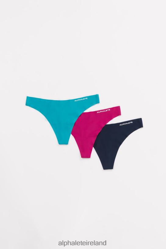 Clothing IE Alphalete Women Seamless Thong 3pk Turquoise/Fuchsia/Midnight 2L4400465